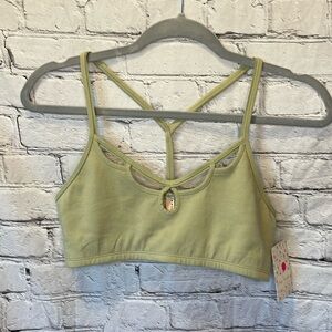 NWT FP Movement Cut Out Detail Racerback Sports Bra Bralette - Green - Large